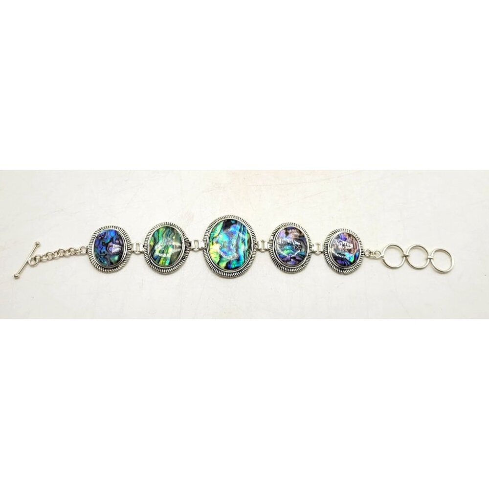 NEW Abalone Shell Sterling Silver Adjustable Bracelet Handcraft Gift 7-8" Beach